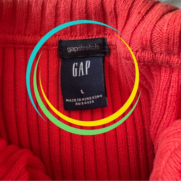 Vintage Gap Orange Ribbed Turtleneck Sweater Long Sleeve Chunky Knit Size L - Picture 4 of 6